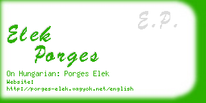 elek porges business card